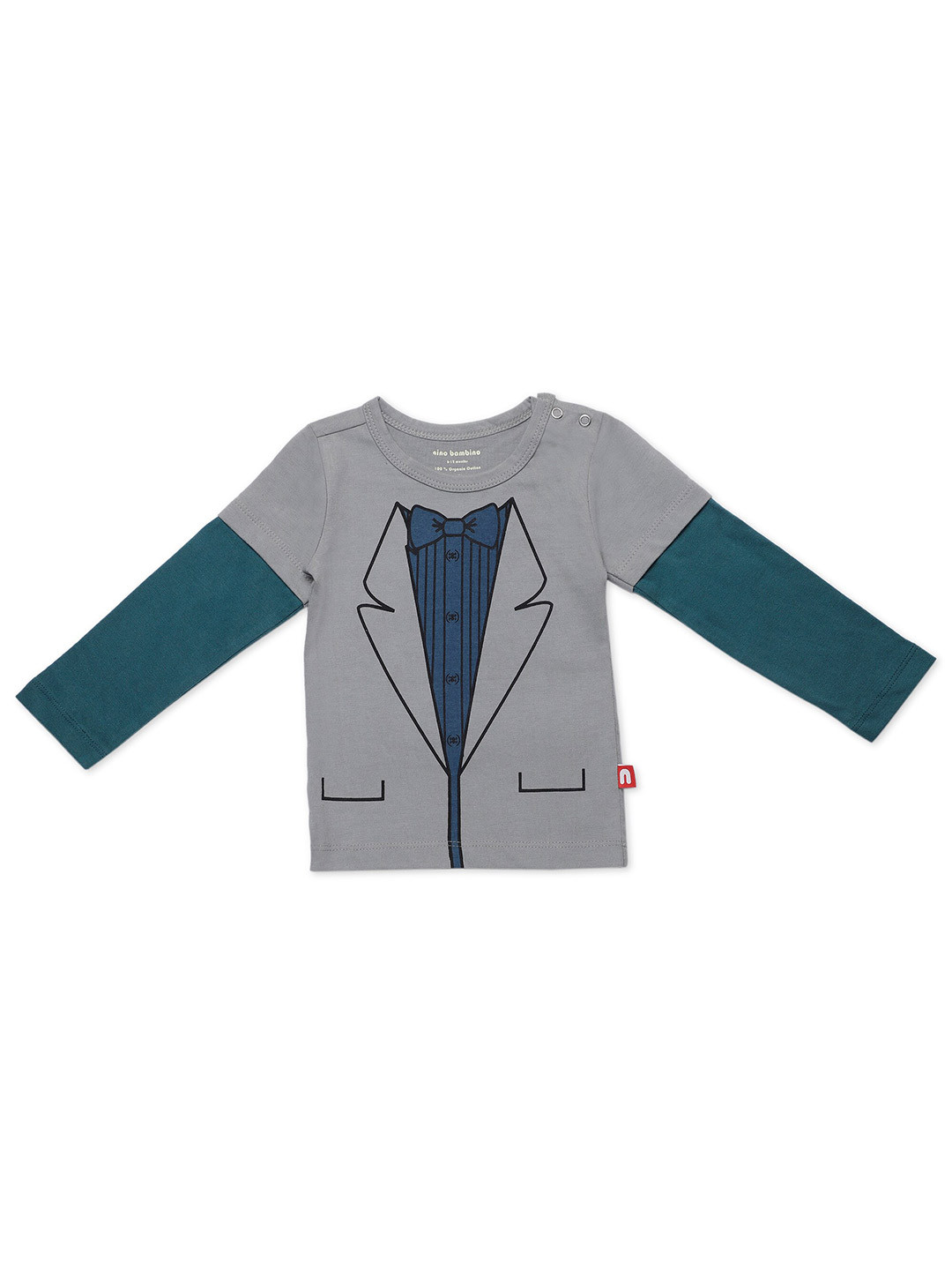 

Nino Bambino Unisex Kids Grey Printed Organic Cotton T-shirt