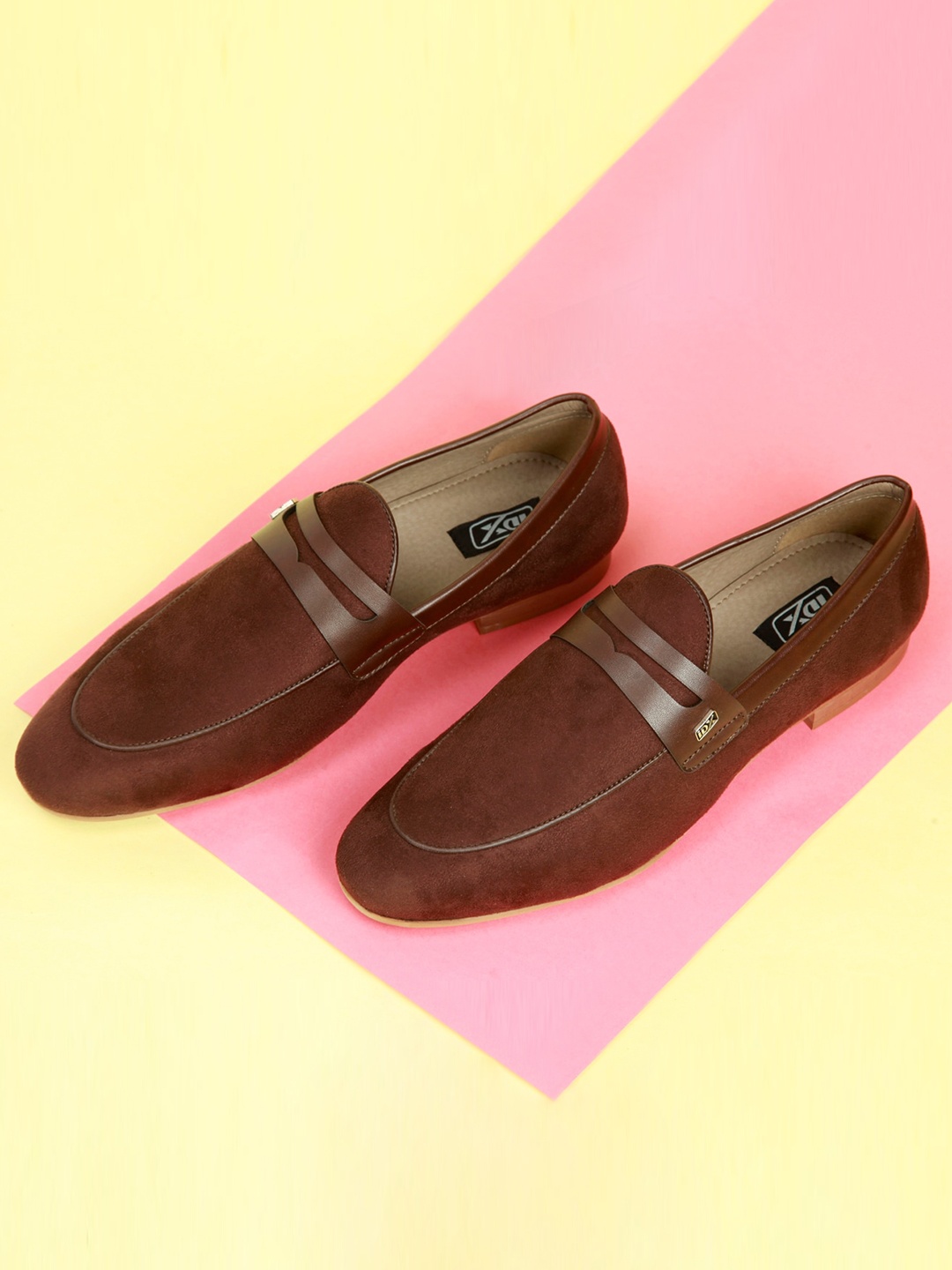 

ID Men Brown Solid Leather Formal Loafers