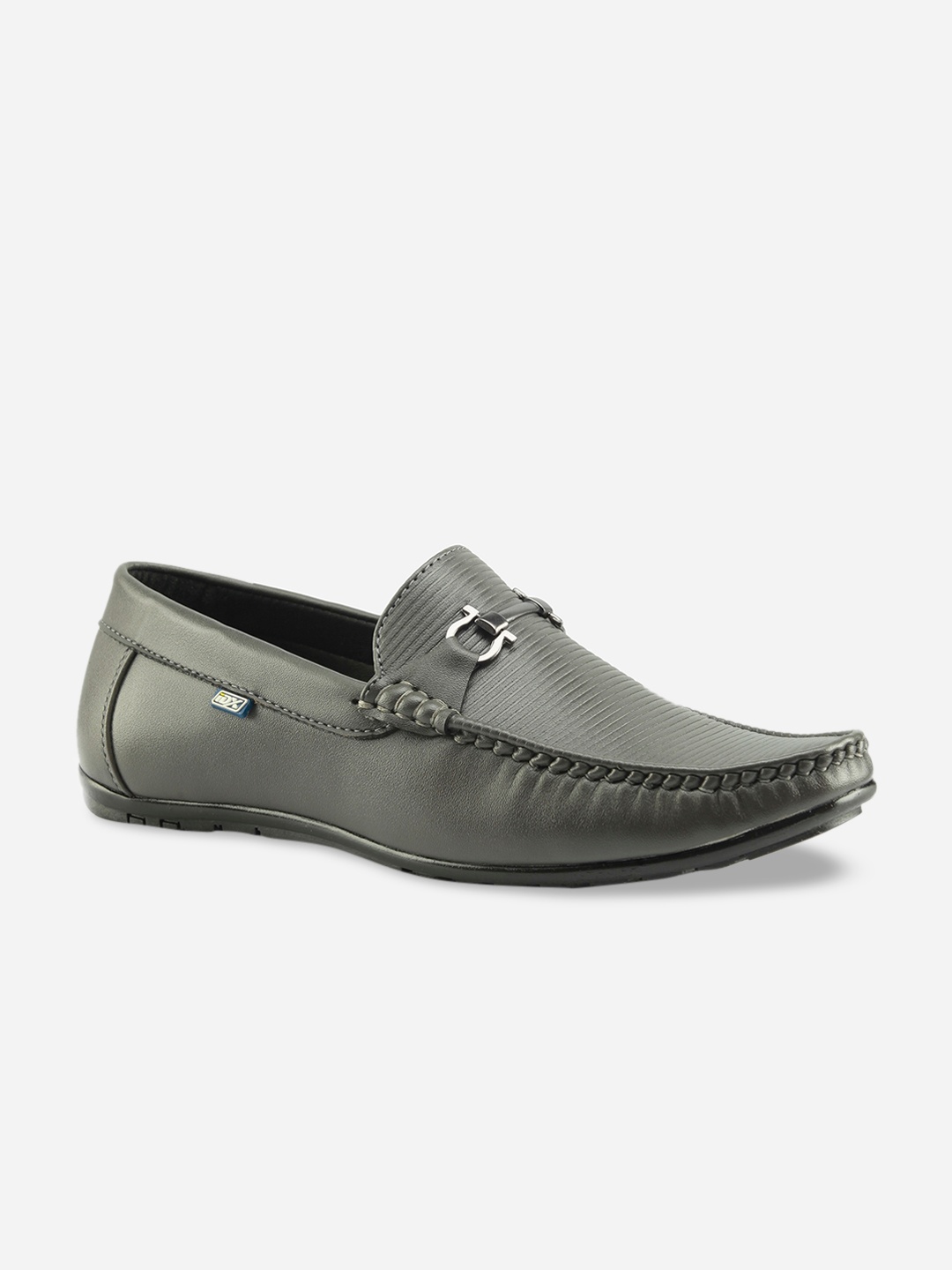 

iD Men Grey Solid Horsebit Loafer