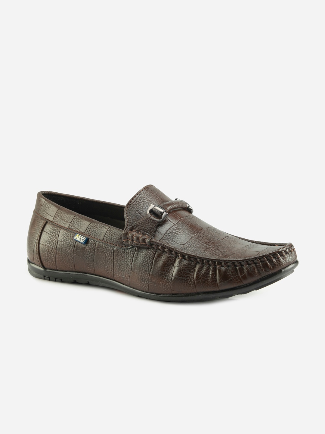 

ID Men Brown Textured Leather Loafers