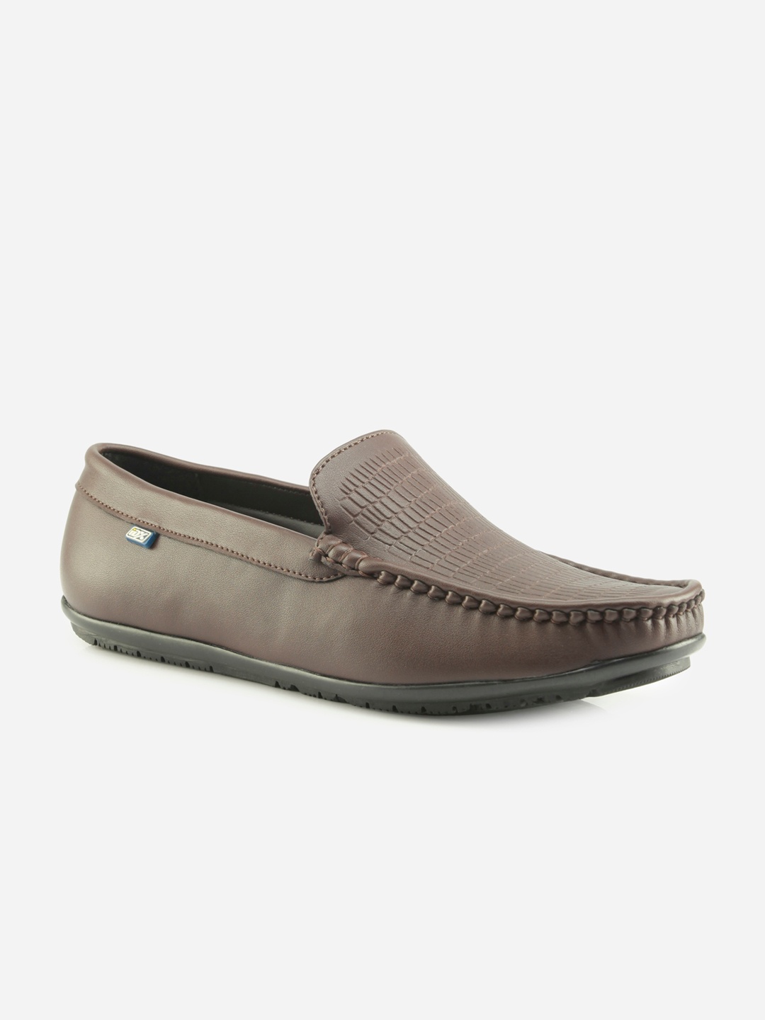 

ID Men Brown Textured Leather Loafers