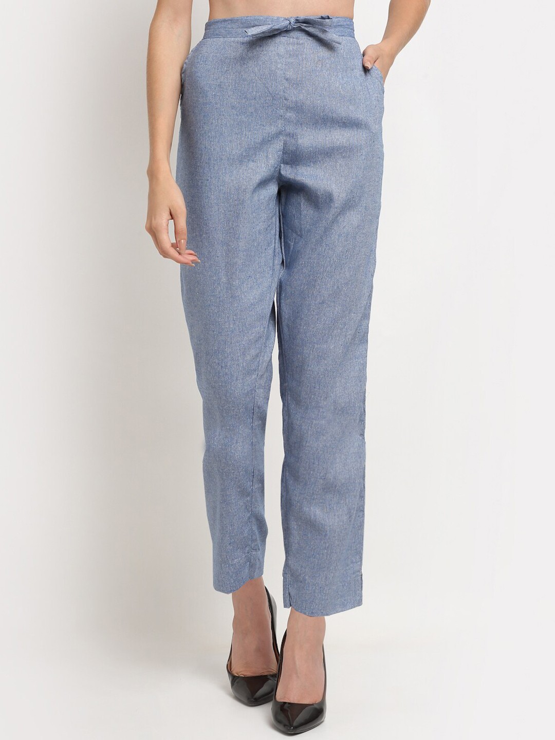 

TAG 7 Women Blue Straight Fit Trousers