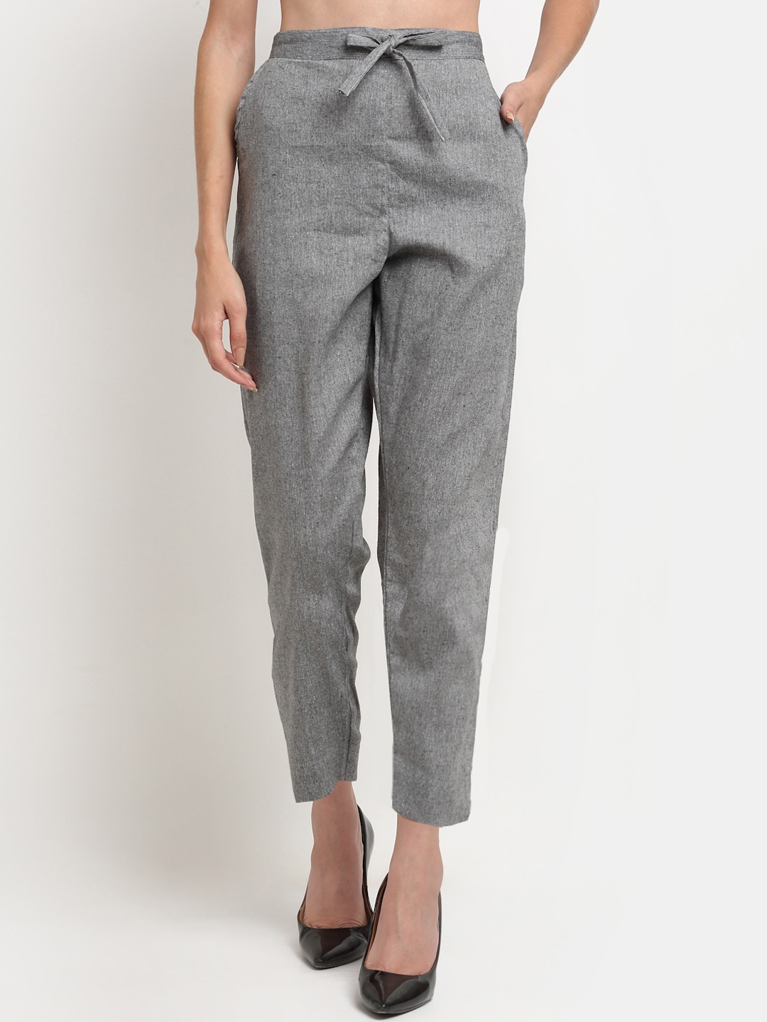

TAG 7 Women Grey Straight Fit Peg Trousers