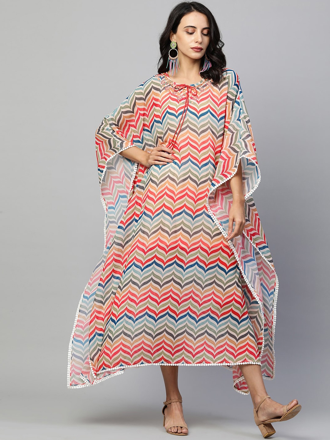 

FASHOR Multicoloured Georgette Maxi Dress, Multi
