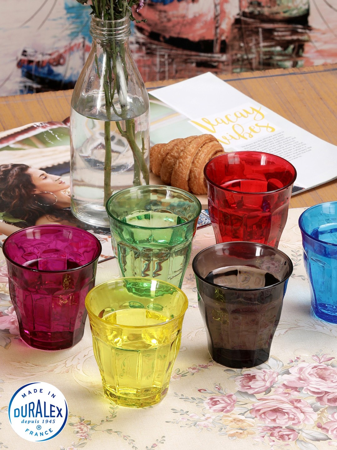 

DURALEX Multicolored Pack of 6 Picardie Colors Mixed Tumbler 250 ML, Multi