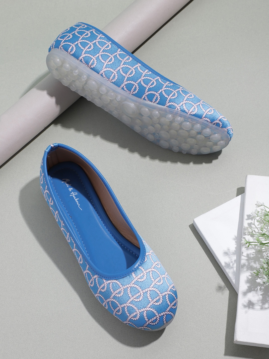 

Mast & Harbour Women Blue Rope Print Ballerinas