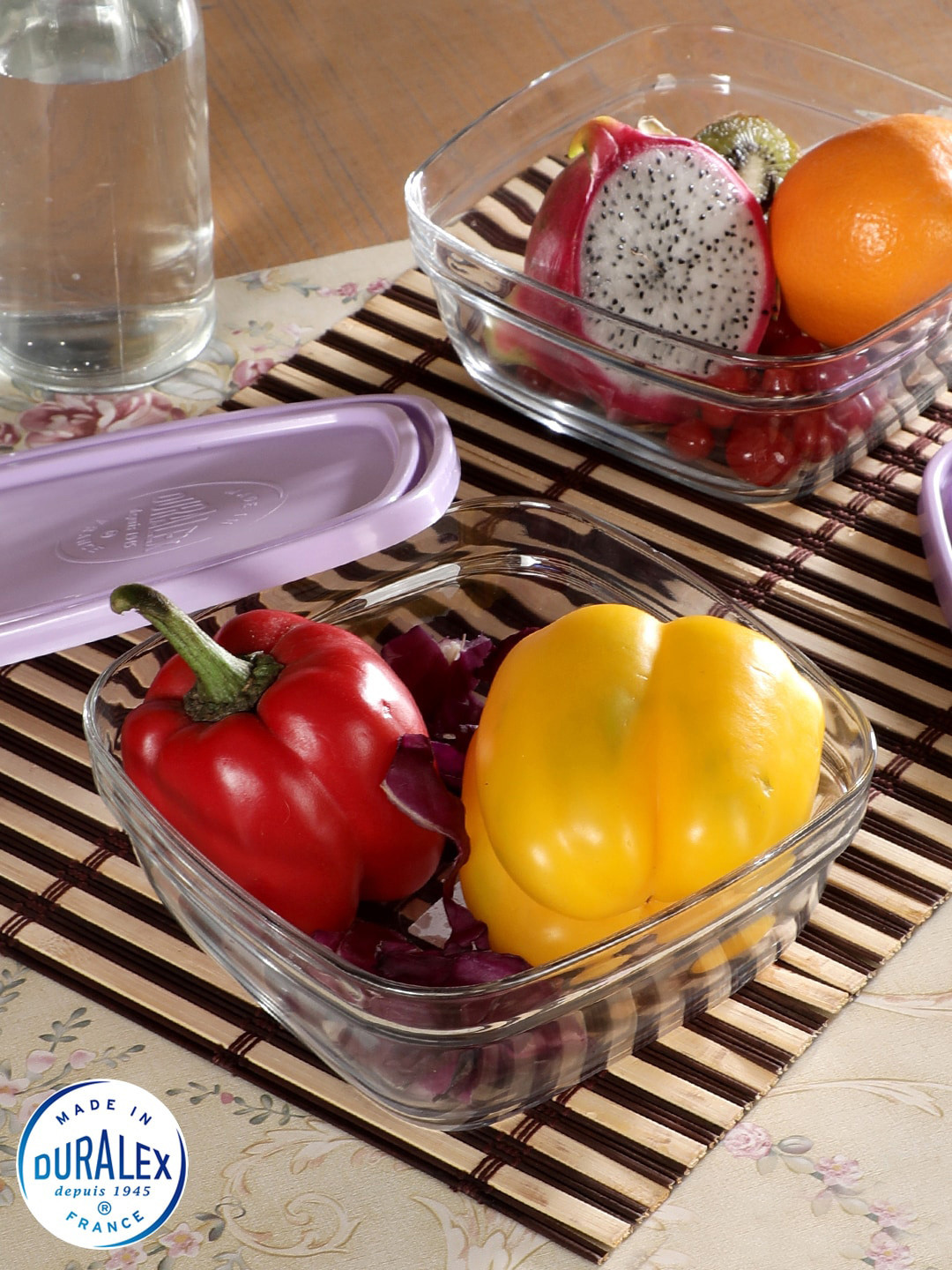 

DURALEX Set of 2 Freshbox Square Box with Lid - 1.15 Ltr, Transparent