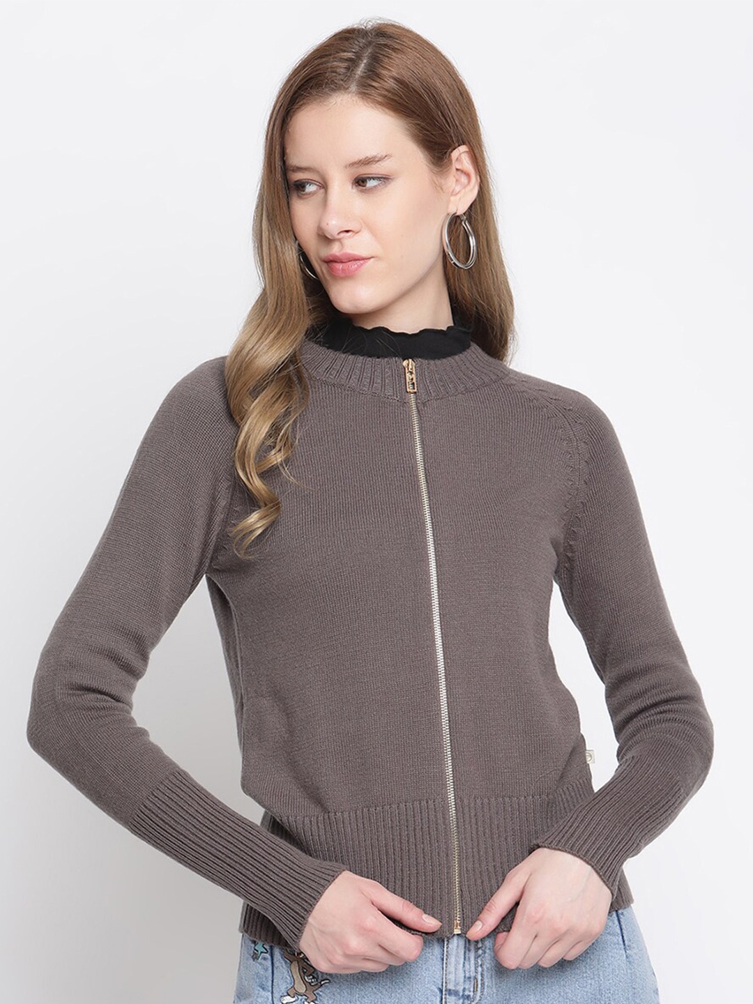 

Madame Women Grey Woollen Sweater