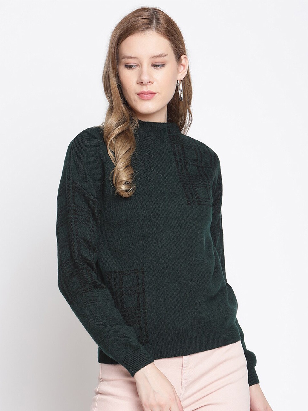 

Madame Women Green & Black Pullover