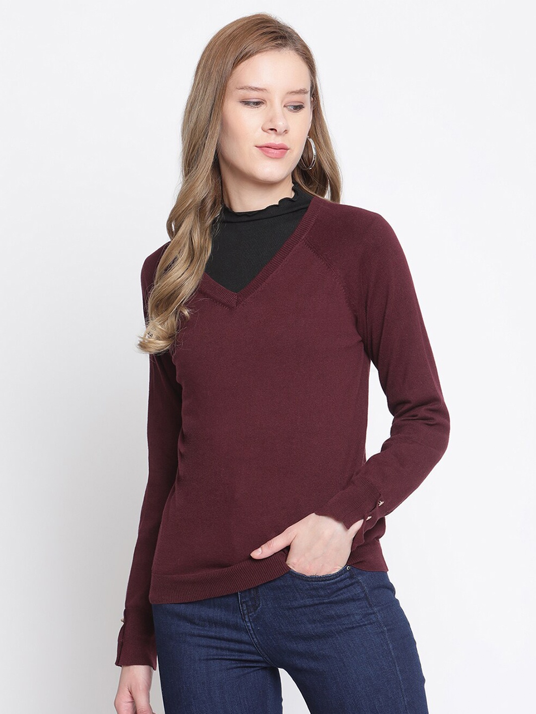 

Madame Women Maroon Pullover