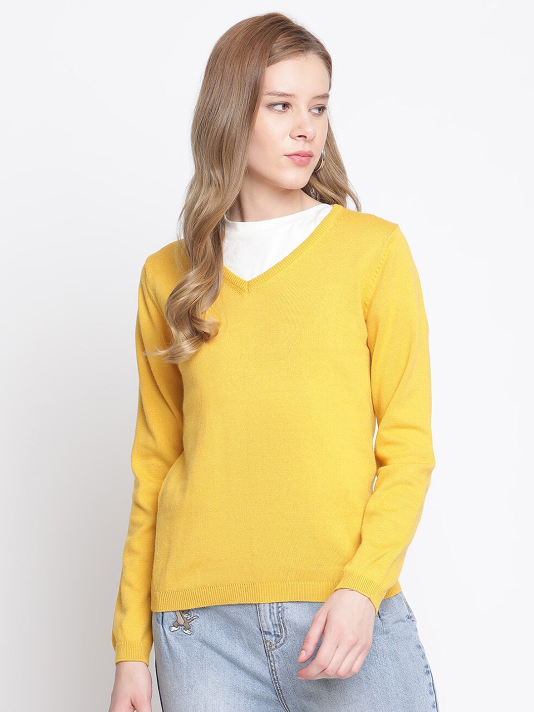 

Madame Women Yellow Pullover