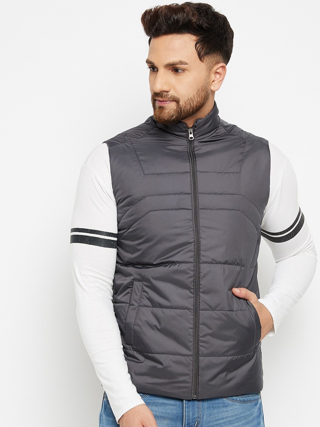 

Spirit Men Grey Windcheater Padded Jacket