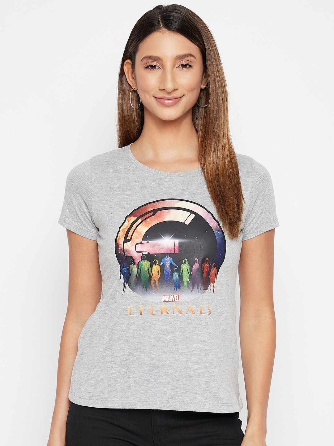 

Marvel by Wear Your Mind Women Grey Printed T-shirt
