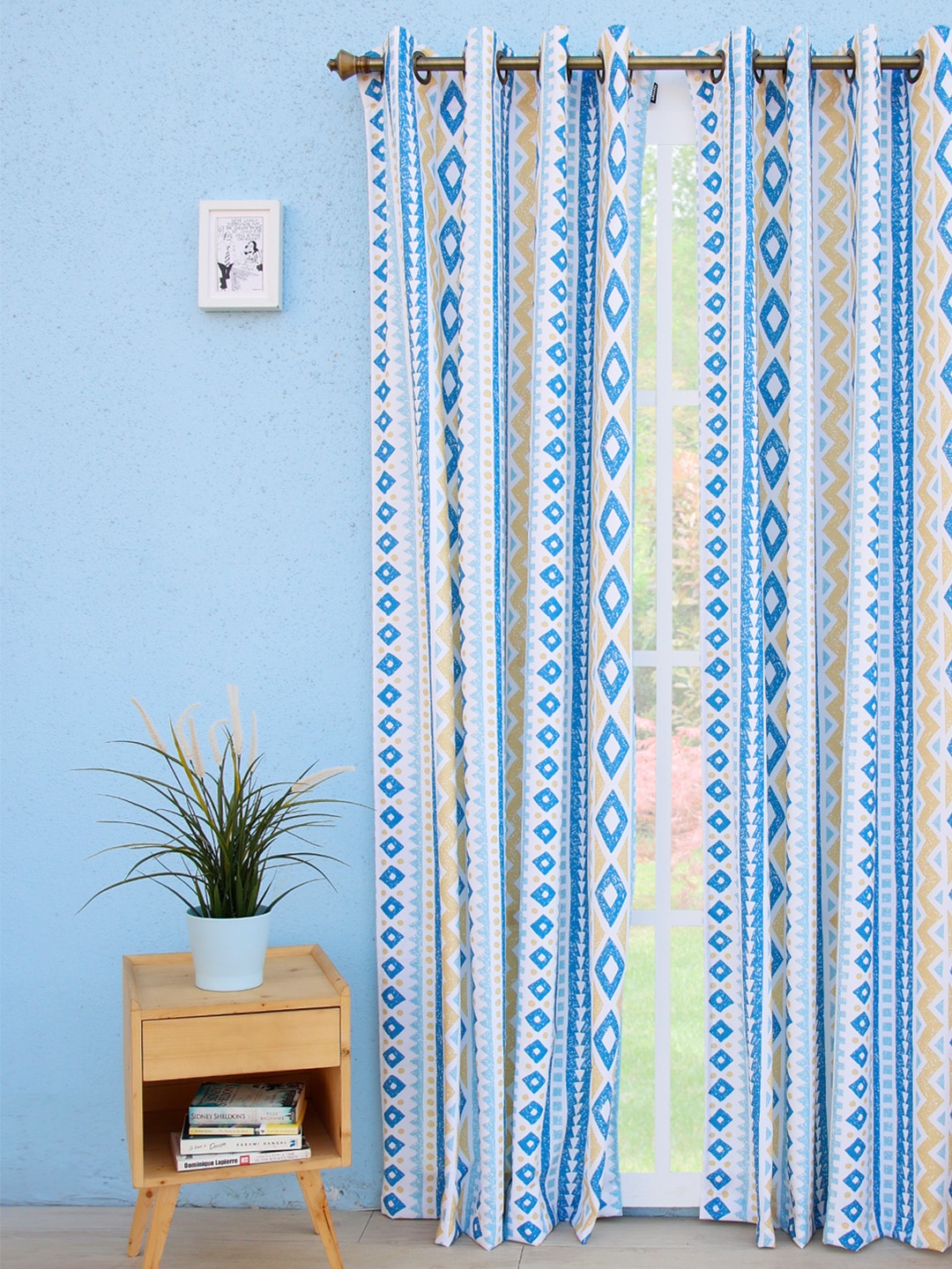 

Ariana Blue Zinnia Aztec Design Curtain