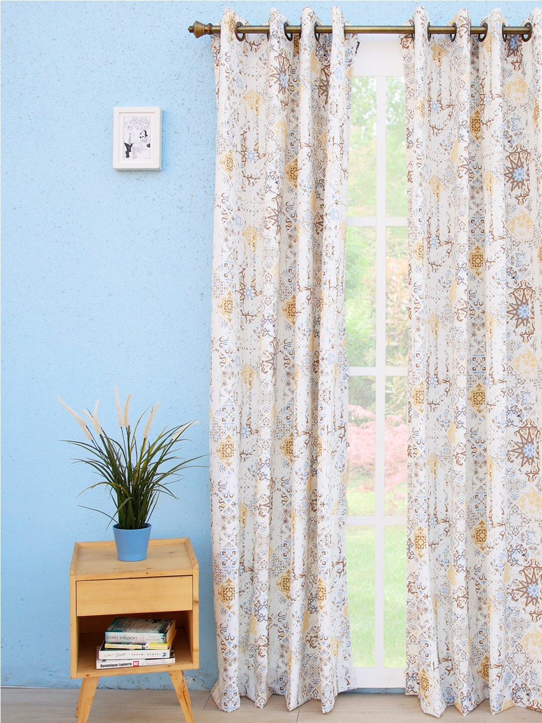 

Ariana White & Yellow Ethnic Motifs Long Door Curtain