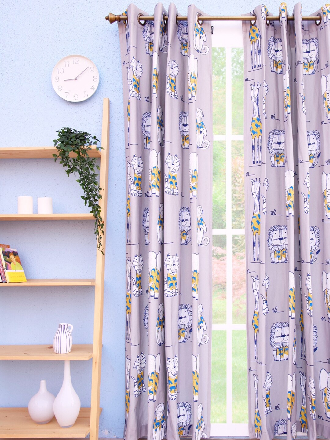 

Ariana Grey & Lavender Quirky Long Door Curtain