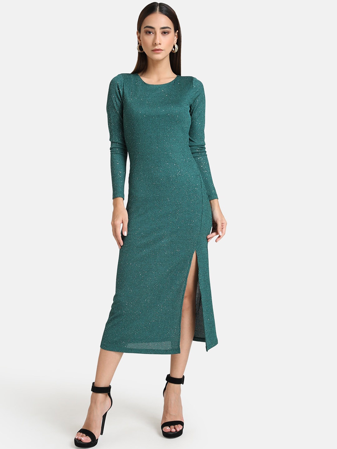 

Kazo Green Embellished Jumper Midi Dress
