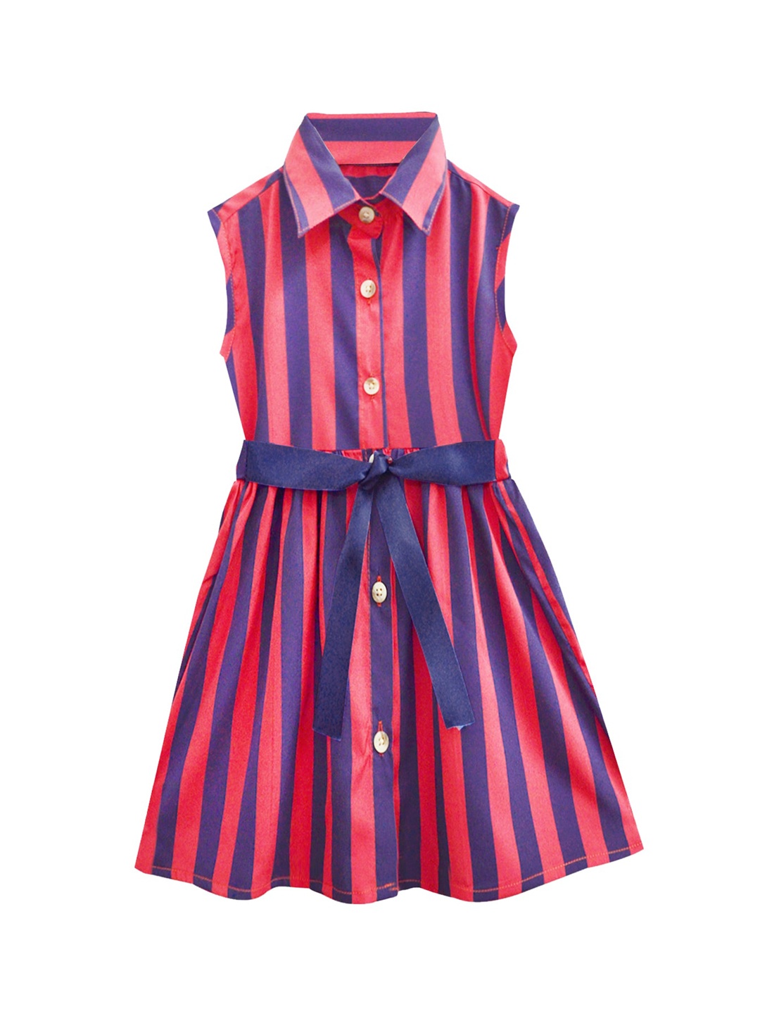 

A T U N Girls Navy Blue Striped Dress