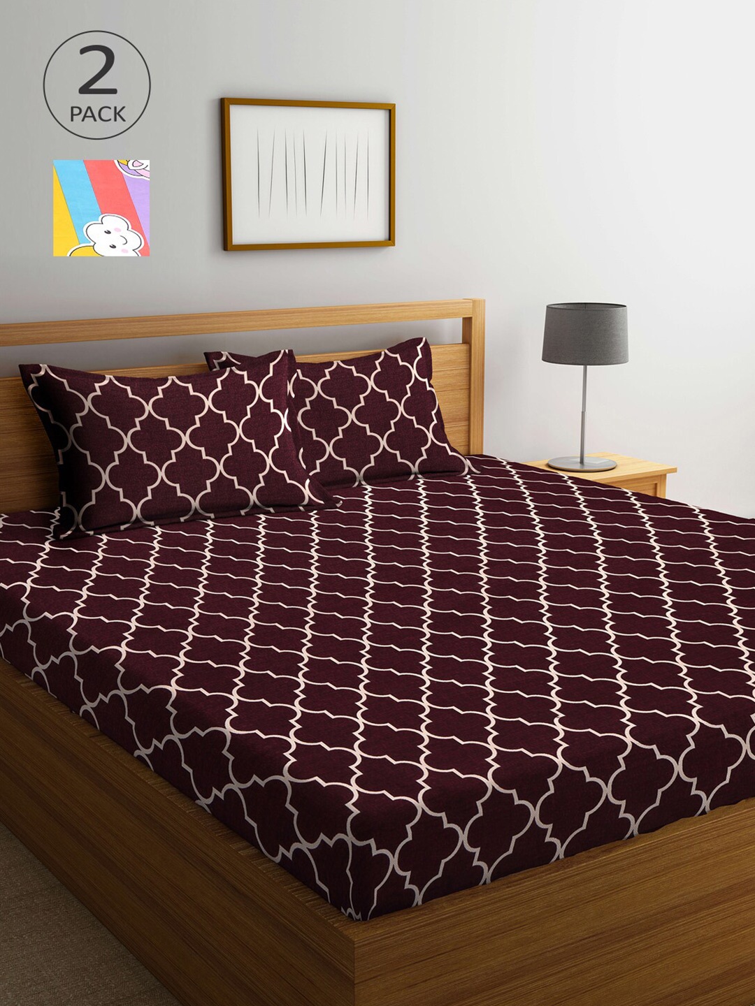 

Arrabi Brown & Blue Ethnic Motifs 300 TC 2 King Bedsheet with 4 Pillow Covers