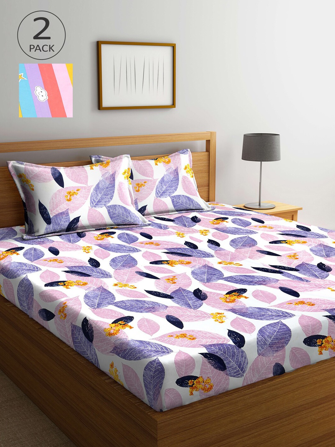 

Arrabi White & Brown Floral 300 TC 2 King Bedsheet with 4 Pillow Covers