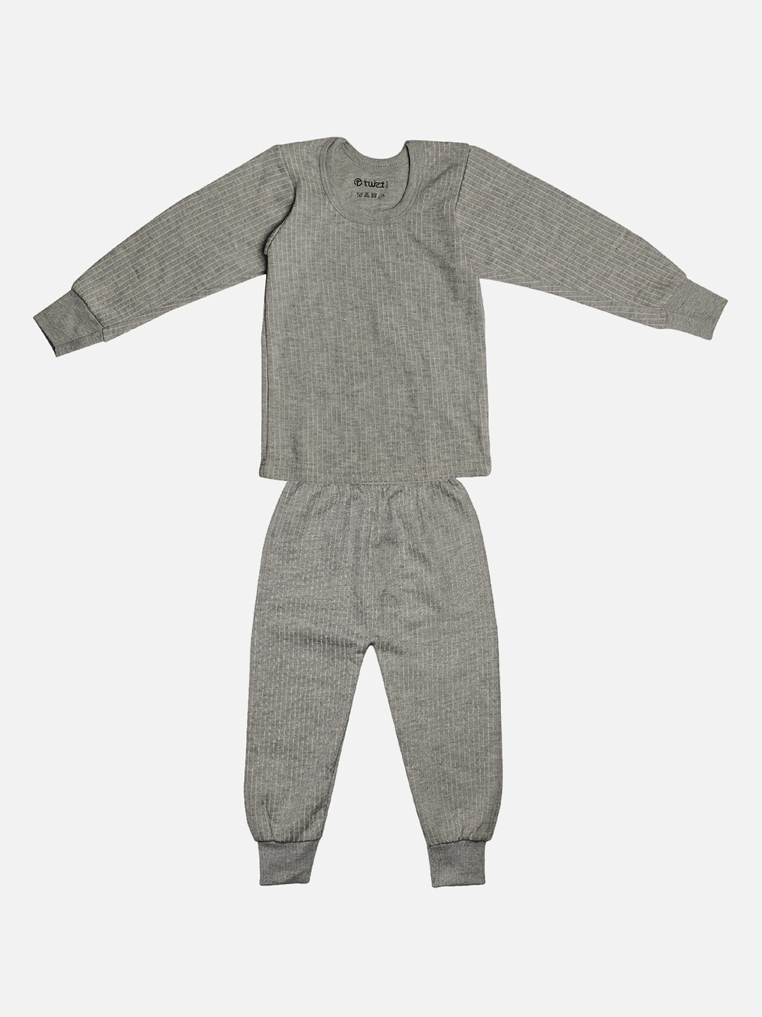 

TINY HUG Boys Grey Melange Ribbed Anti-Bacterial Thermal Set