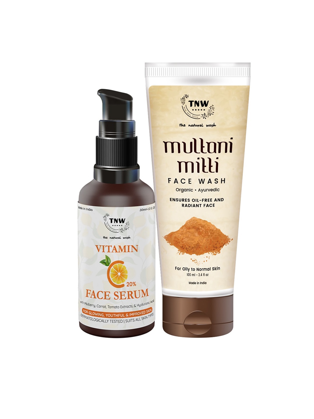 

TNW the natural wash Combo Of Multani Mitti Face Wash & Vitamin C Serum - 130 ml, Off white