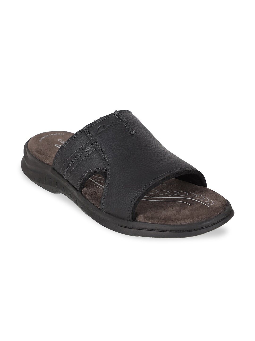 

Clarks Men Black & Brown Leather Comfort Sandals