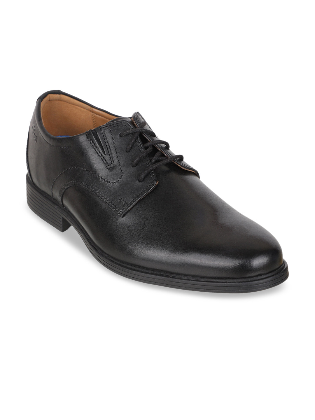 

Clarks Men Black Solid Leather Formal Derbys