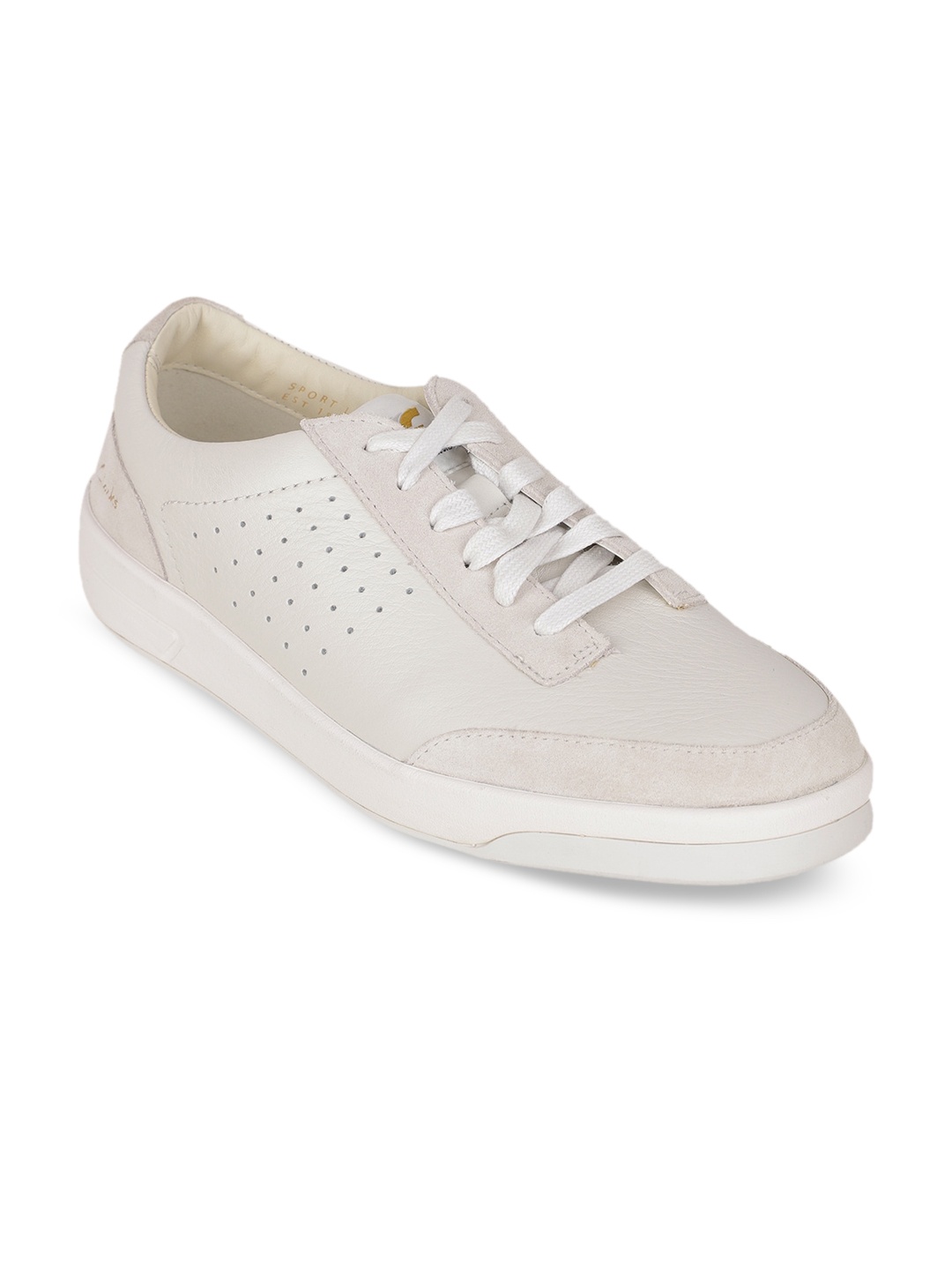 

Clarks Men White Leather Sneakers