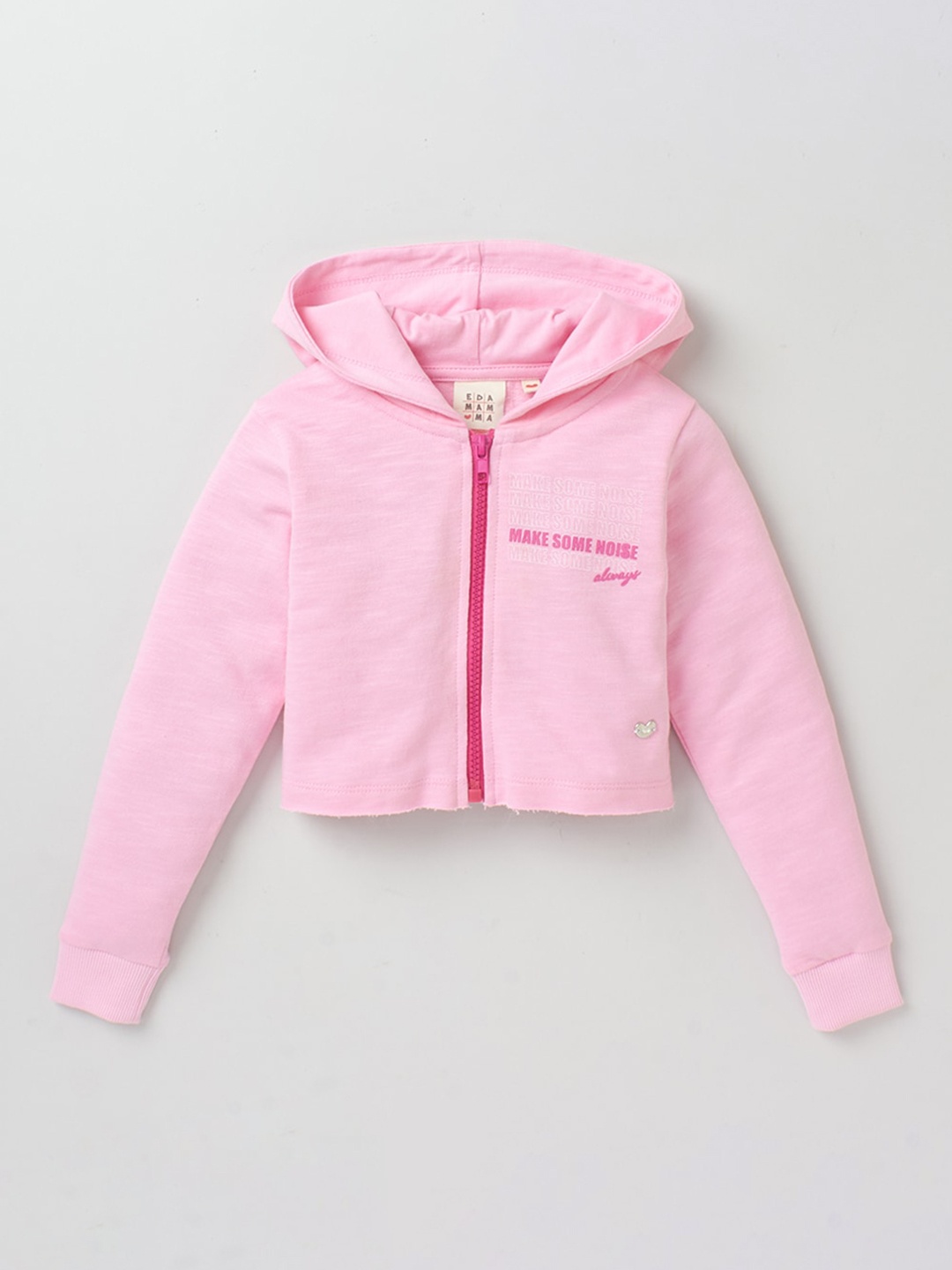 

Ed-a-Mamma Girls Pink Cotton Hooded Crop Sweatshirt