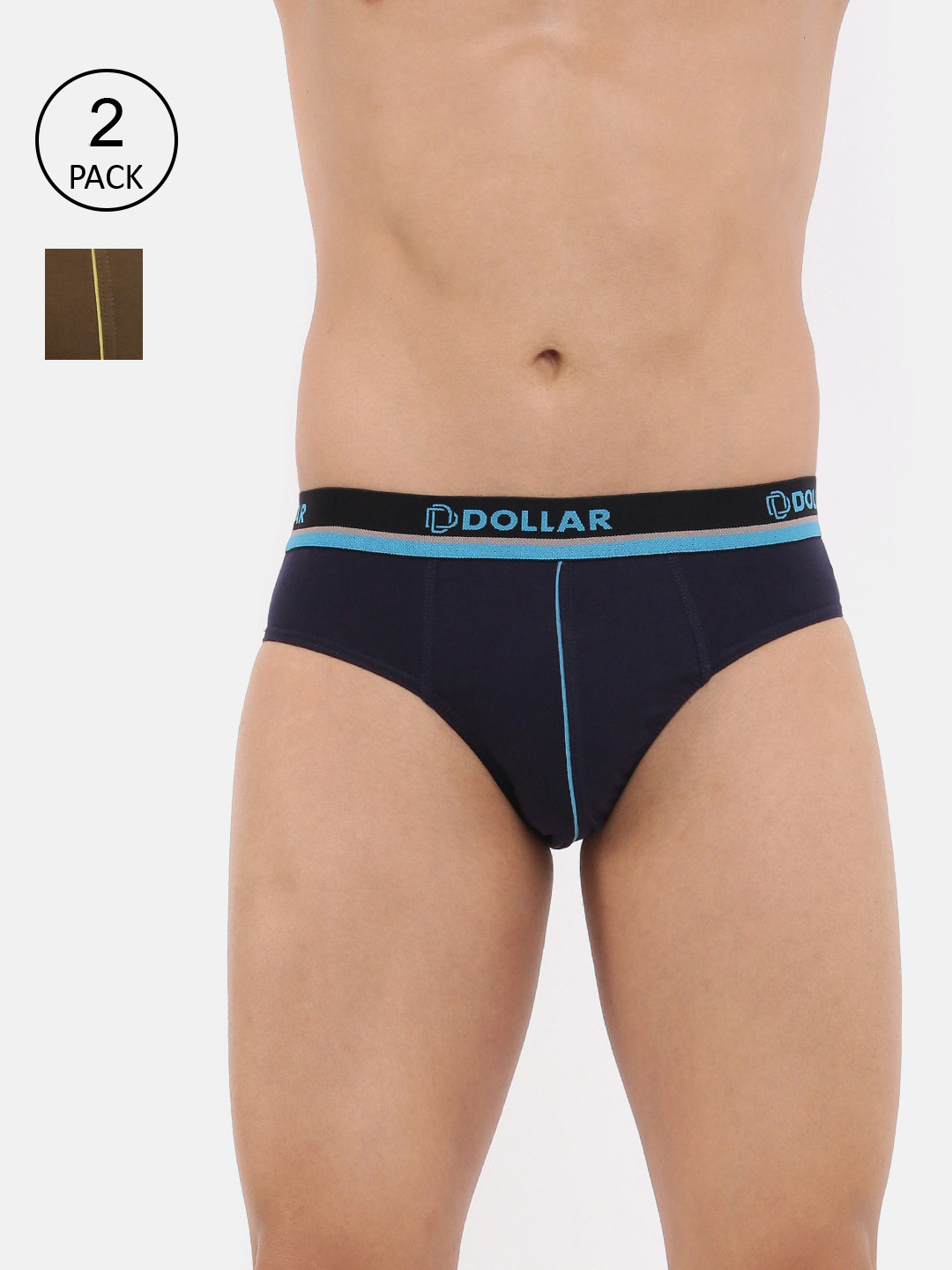 

Dollar Bigboss Men Solid Pack of 2 Super Combed Cotton Brief, Assorted