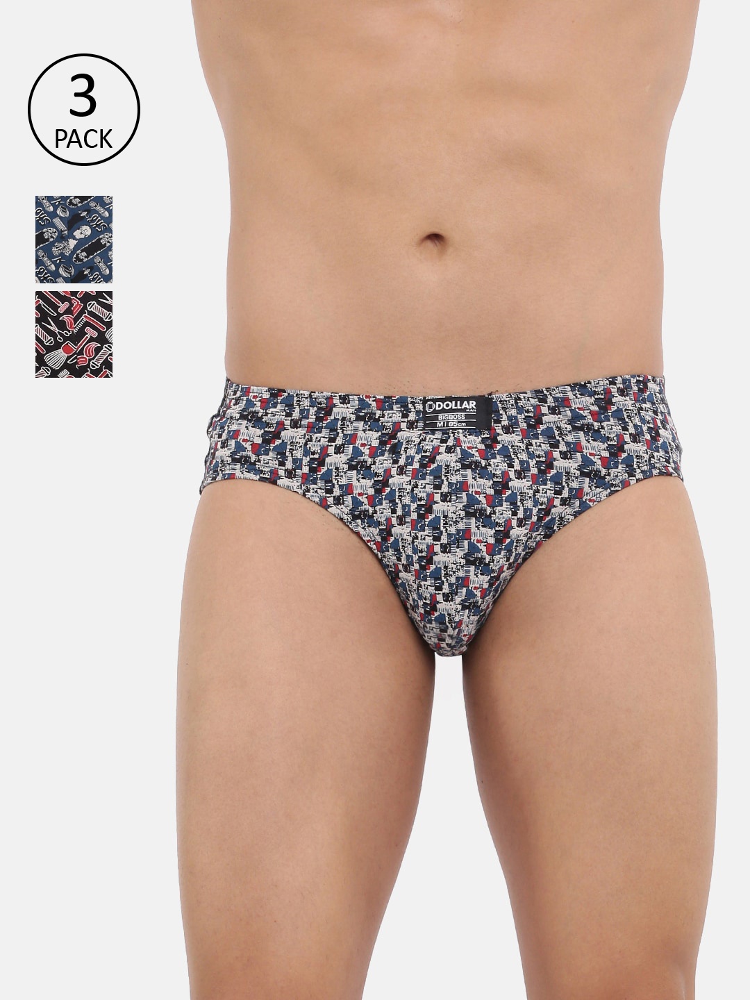 Dollar Bigboss Men Assorted Pack of 3 Soft Combed Cotton Brief
