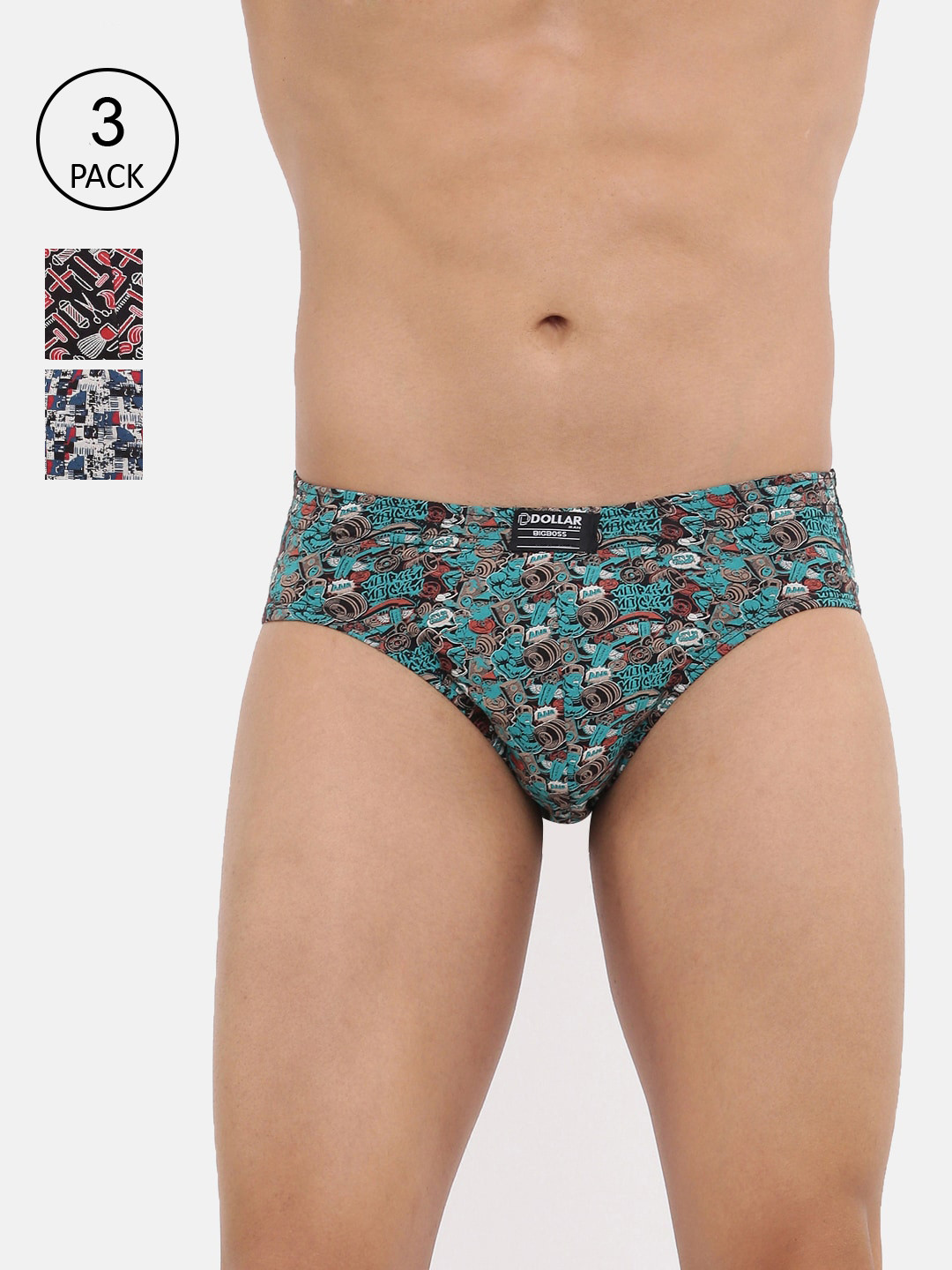 

Dollar Bigboss Men Pack of 3 Printed Soft Combed Cotton Brief, Assorted