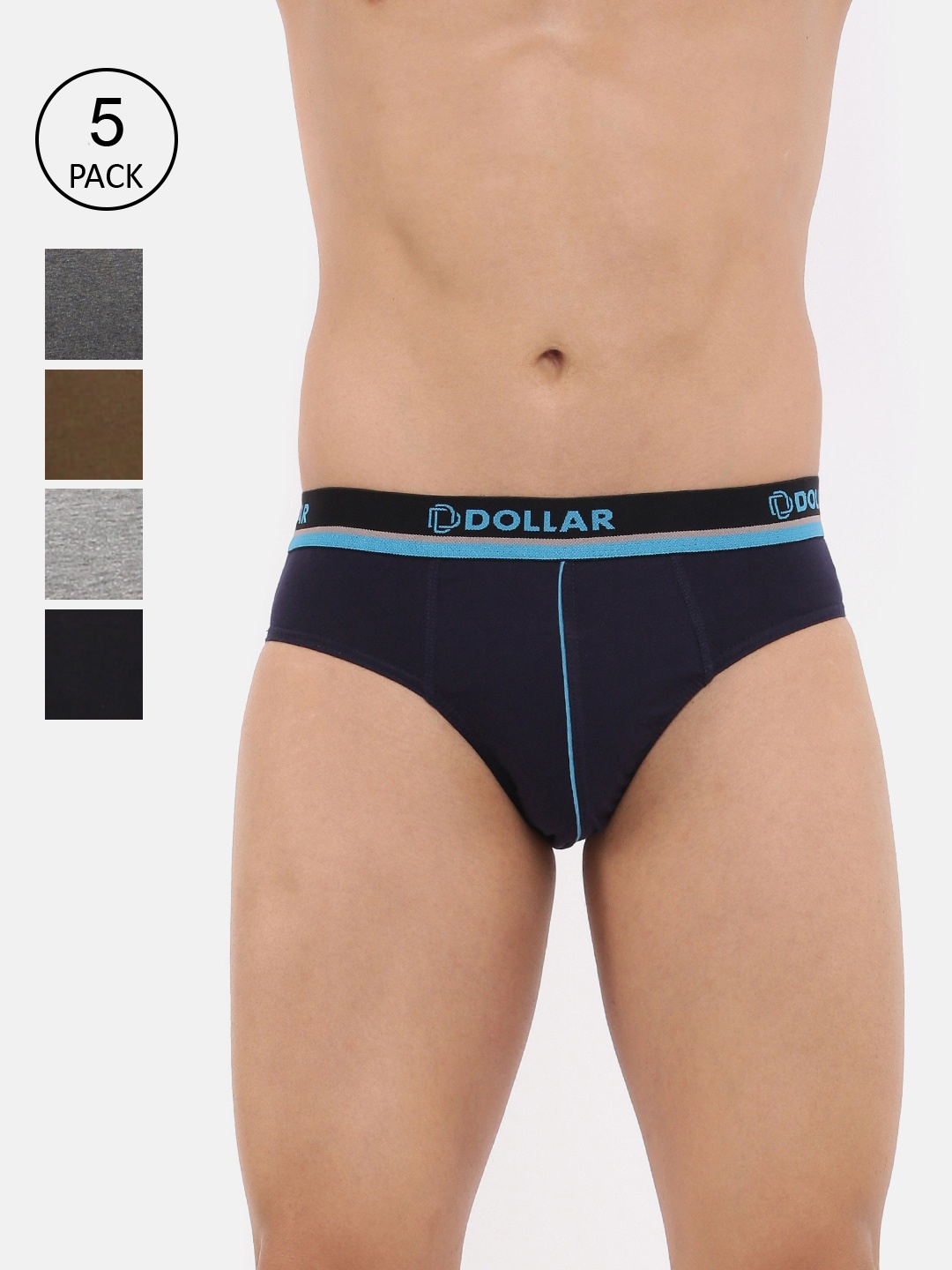 

Dollar Bigboss Men Solid Pack of 5 Super Combed Cotton Brief, Assorted