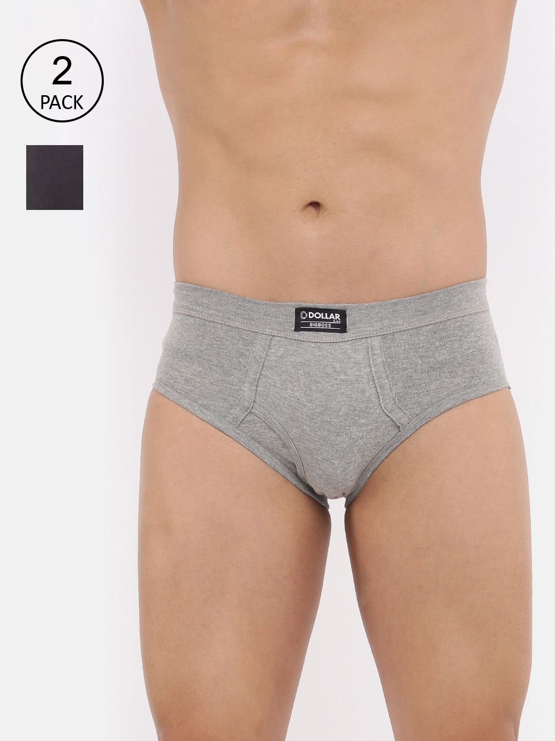 

Dollar Bigboss Men Solid Pack of 2 Spandex Integrated Cotton Brief, Assorted