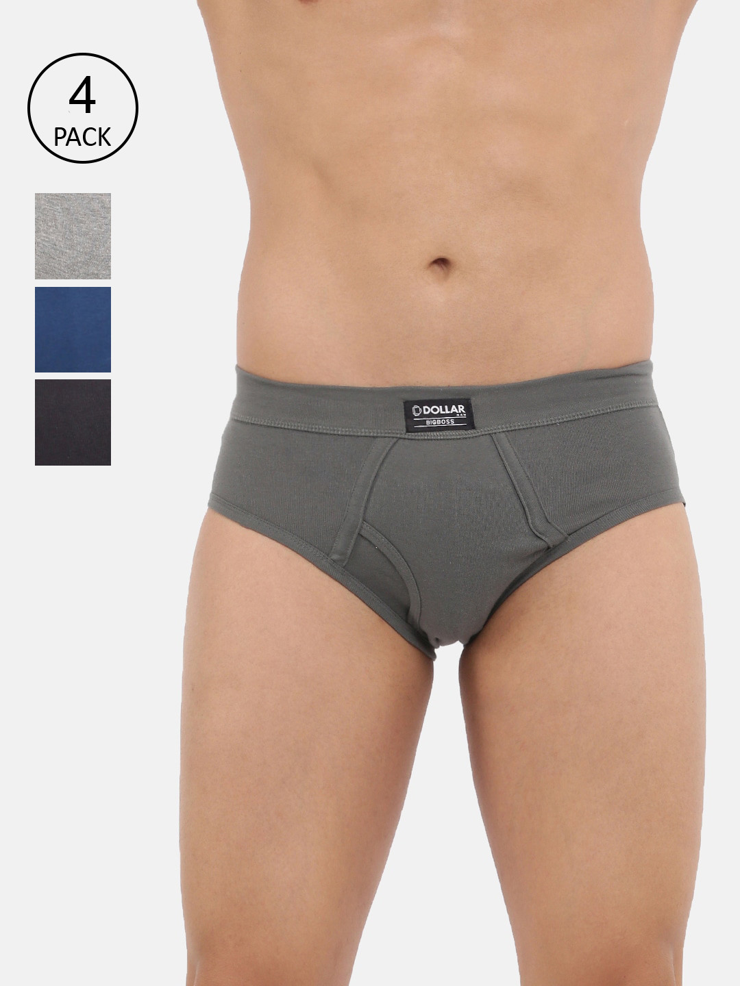 

Dollar Bigboss Men Assorted Pack of 4 Spandex Integrated Cotton Basic Briefs MBBR-11-PO4