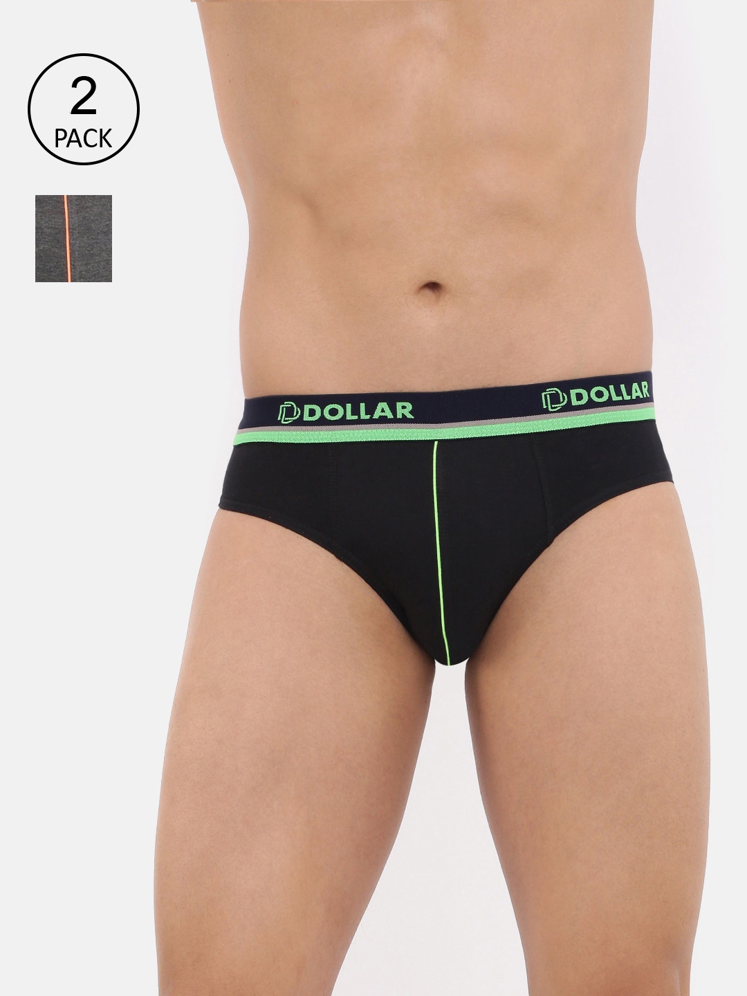 

Dollar Bigboss Men Solid Pack of 2 Super Combed Cotton Brief, Assorted