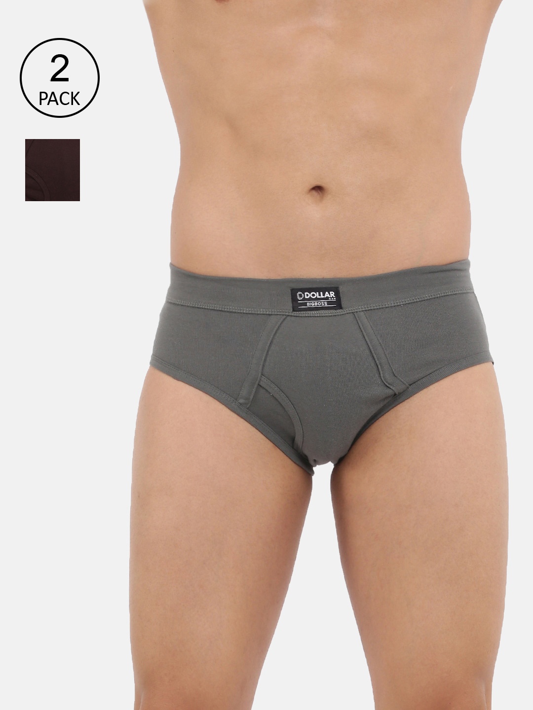 

Dollar Bigboss Men Pack Of 2 Assorted Cotton Basic Briefs MBBR-11-LYCRABRF-PO2-CO2