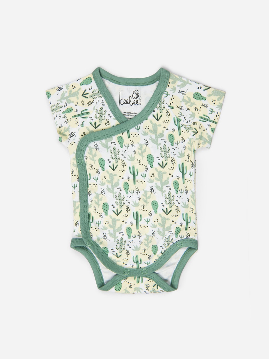 

Keebee Kids White & Green Printed Bodysuit