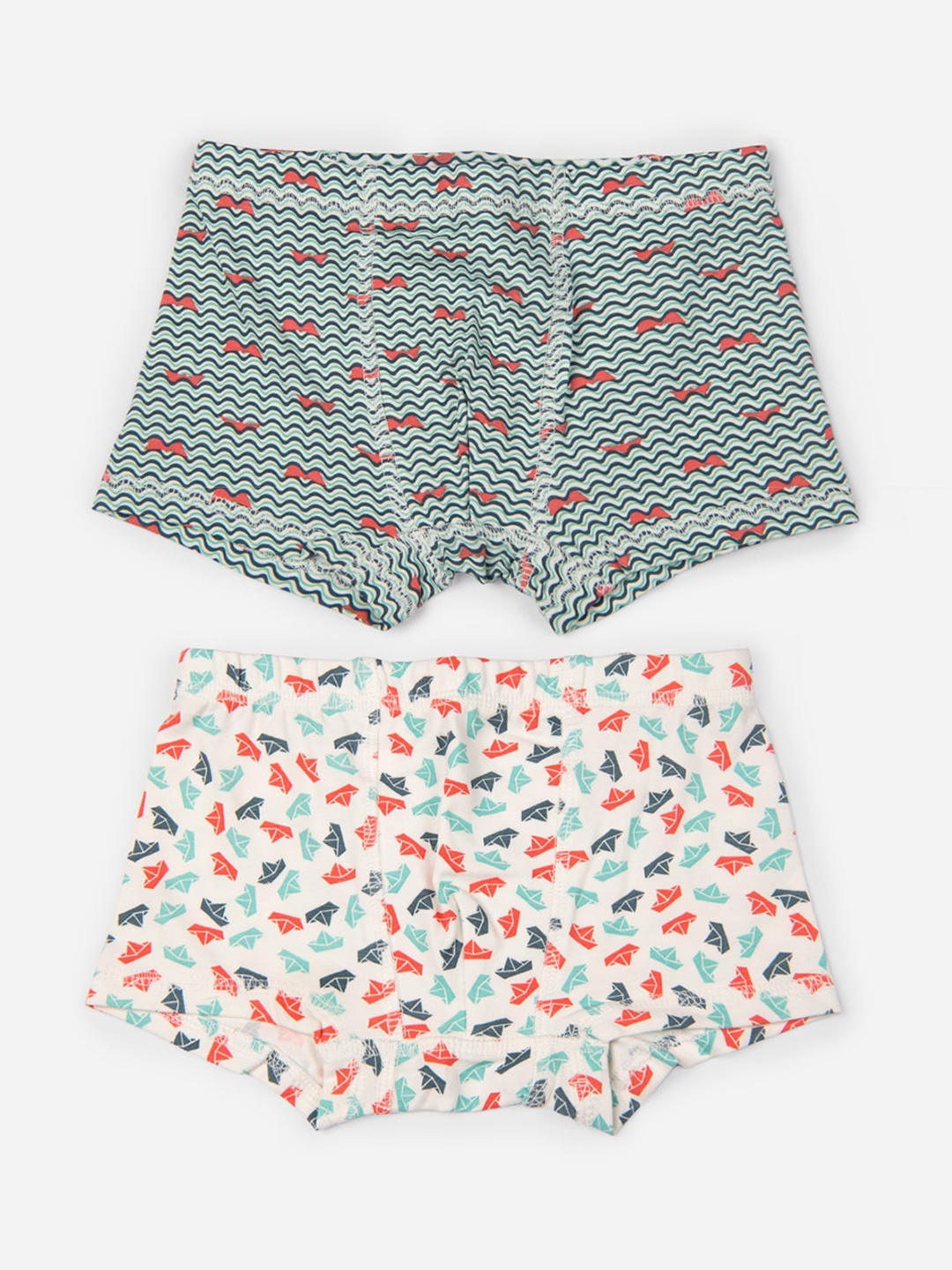 

Keebee Boys Pack Of 2 Printed Organic Cotton Boxer-Style Briefs, Blue