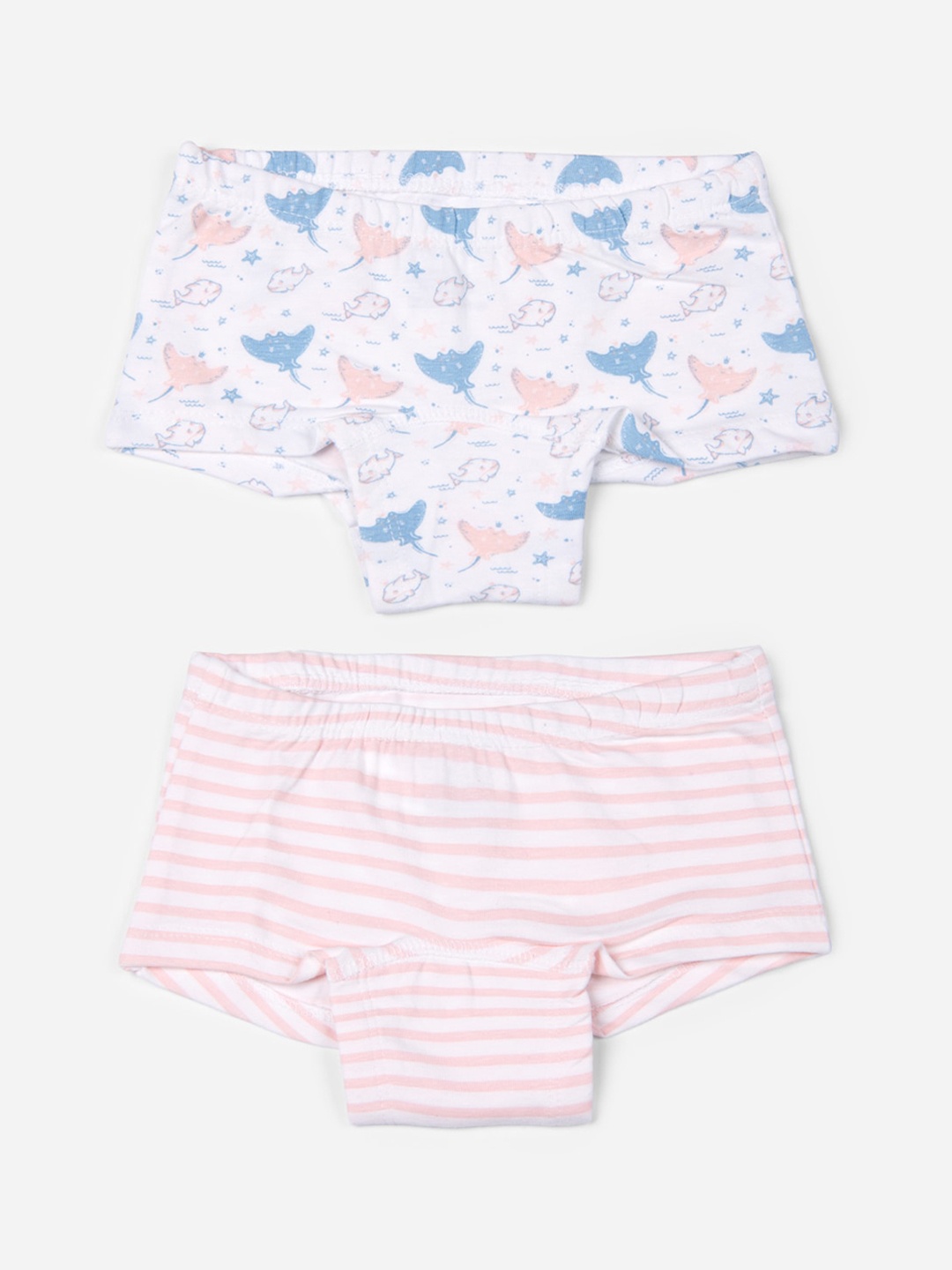 

Keebee Girls Pack of 2 Printed Organic Cotton Boyshorts, Peach