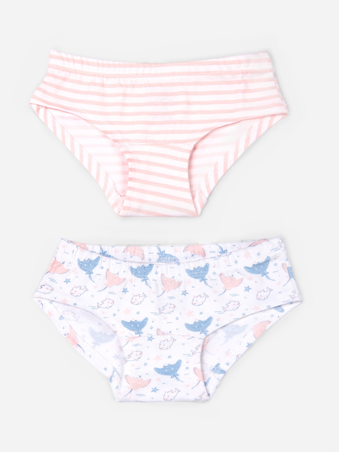 

Keebee Girls Pack of 2 Printed Organic Cotton Hipster Briefs GH_EO_1_2, Peach