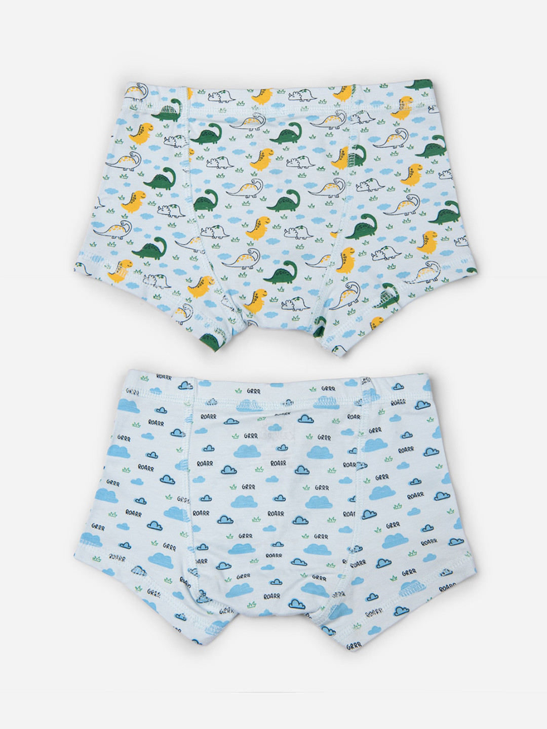 

Keebee Boys Pack Of 2 Printed Organic Cotton Boxer-Style Briefs BBOX_DINO_1_2, Blue