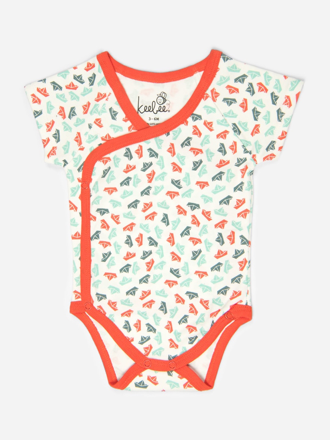 

Keebee Off-White & Orange Pringed Organic Cotton Jhabla