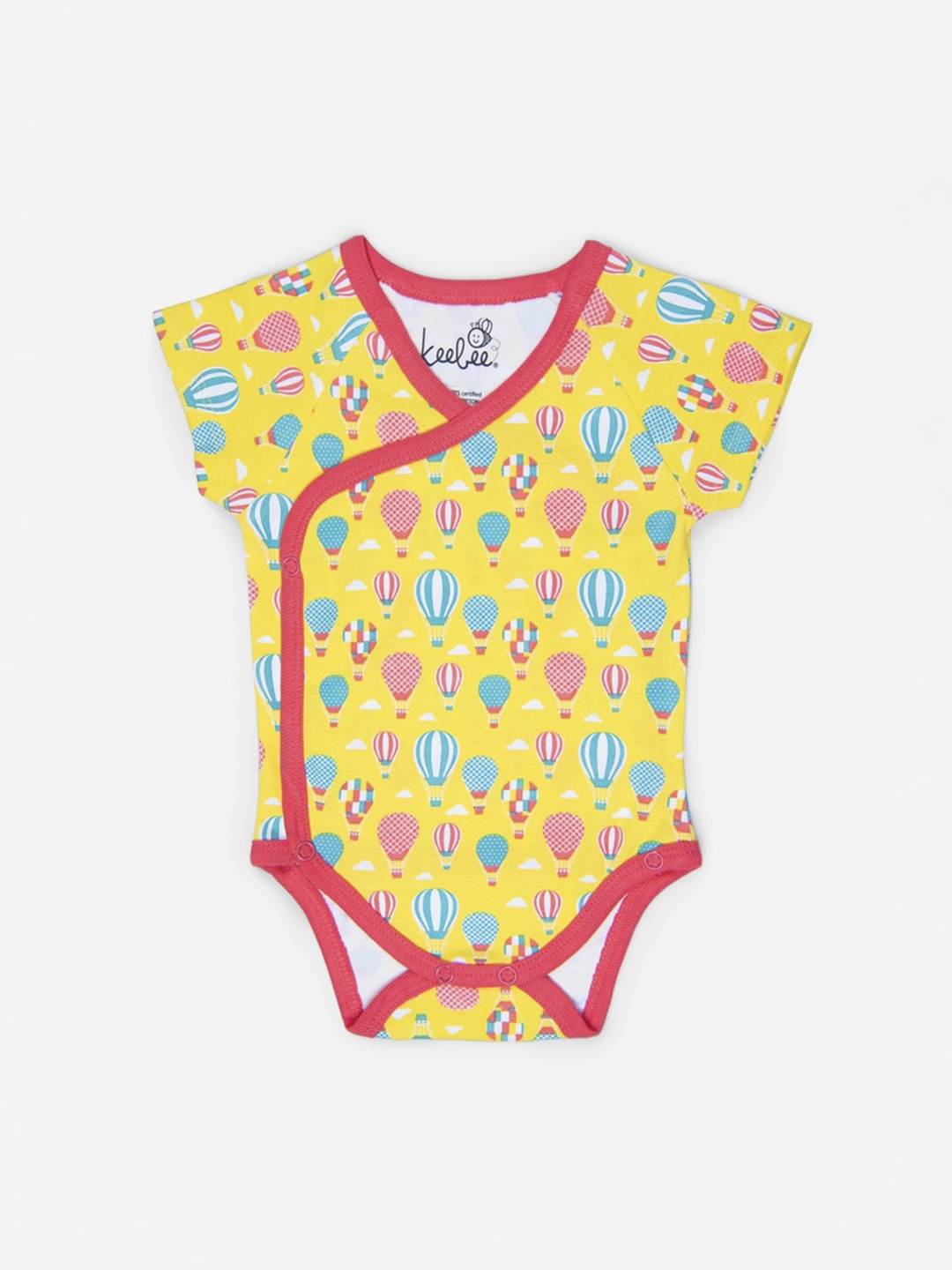 

Keebee Infant Kids Yellow & Blue Printed Organic Cotton Rompers