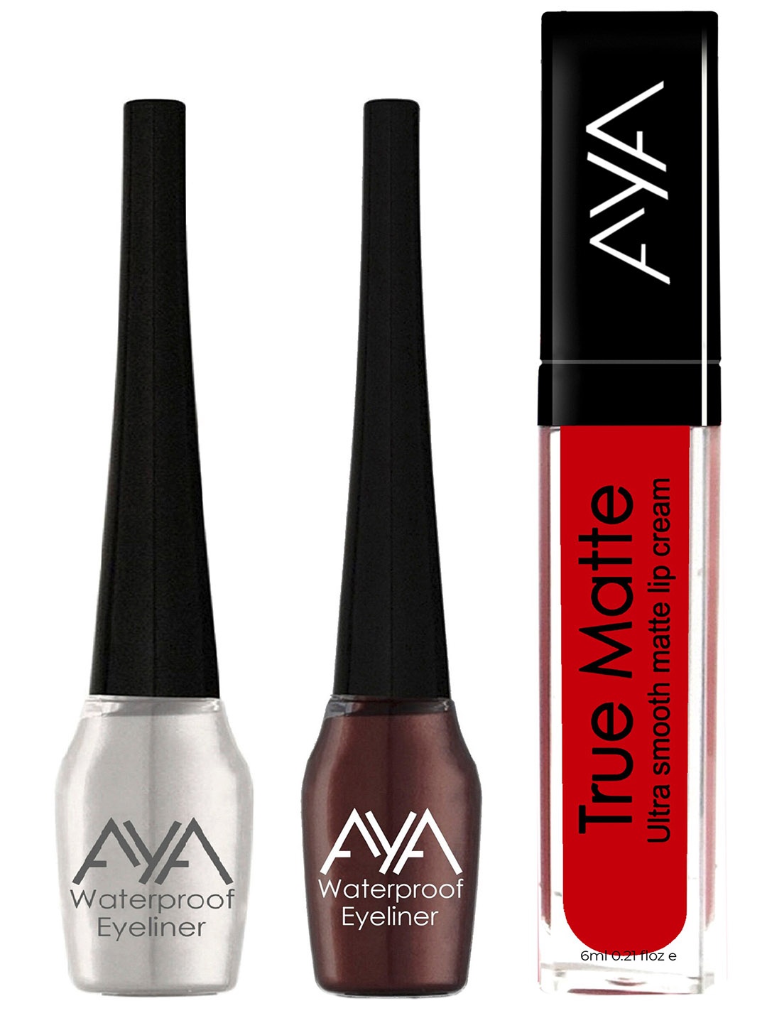 

AYA Set Of 3 Waterproof Liquid Eyeliner & Liquid Lipstick 16 ml, Red