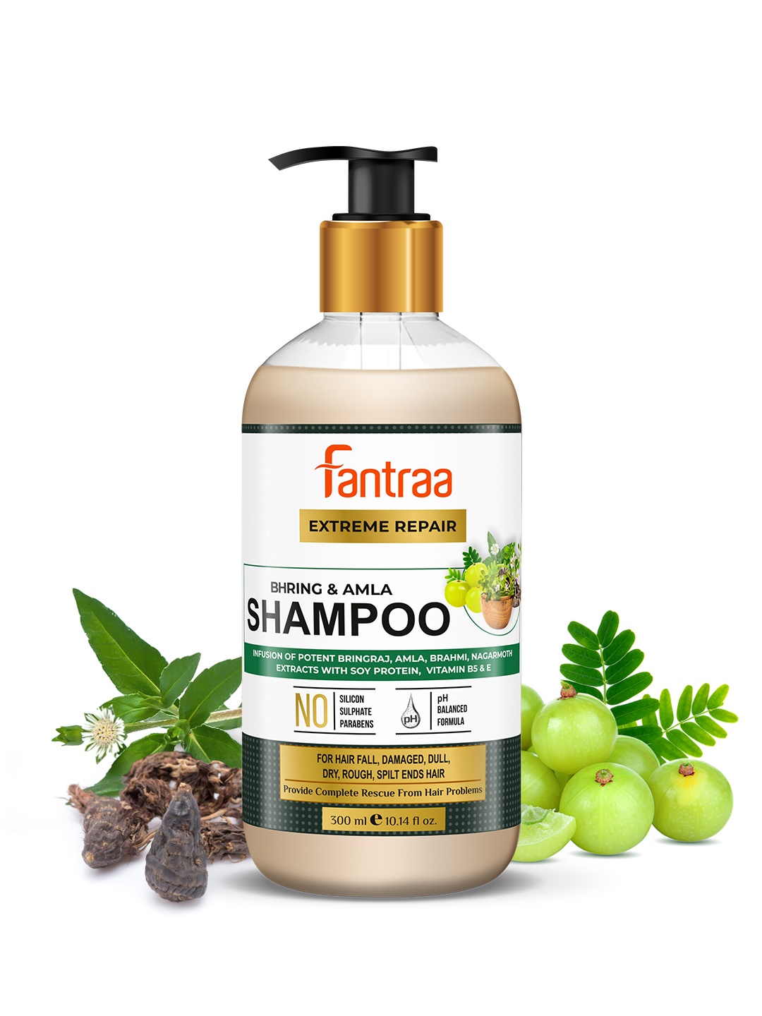 

Fantraa Unisex Bhring & Amla Shampoo - 300 ml, Rose