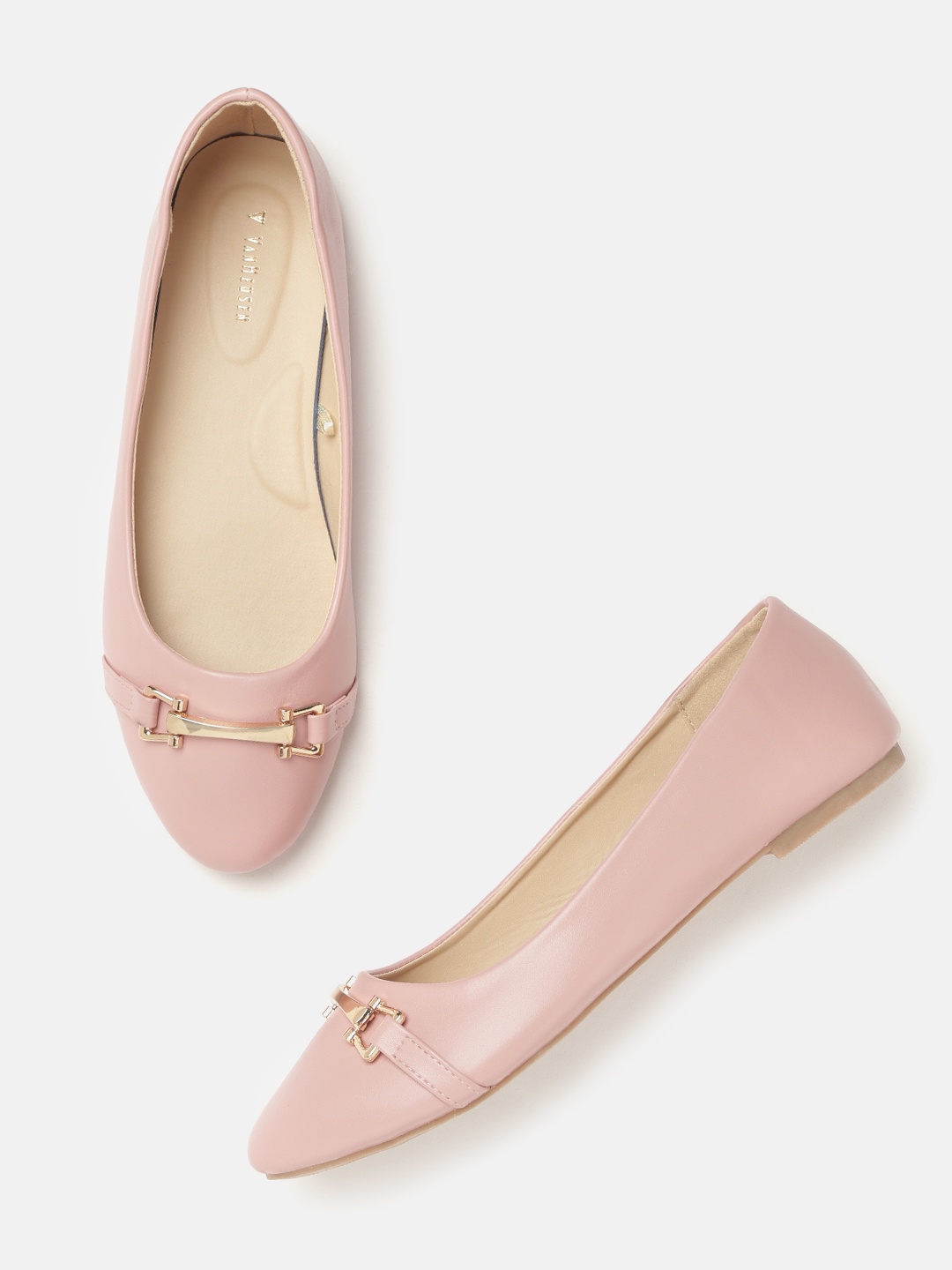 

Van Heusen Woman Women Peach-Coloured Solid Ballerinas with Metallic Detail