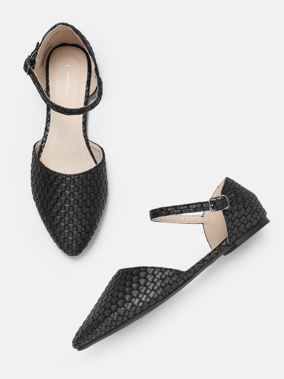 

Van Heusen Woman Navy Blue Woven Design Ballerina Flats