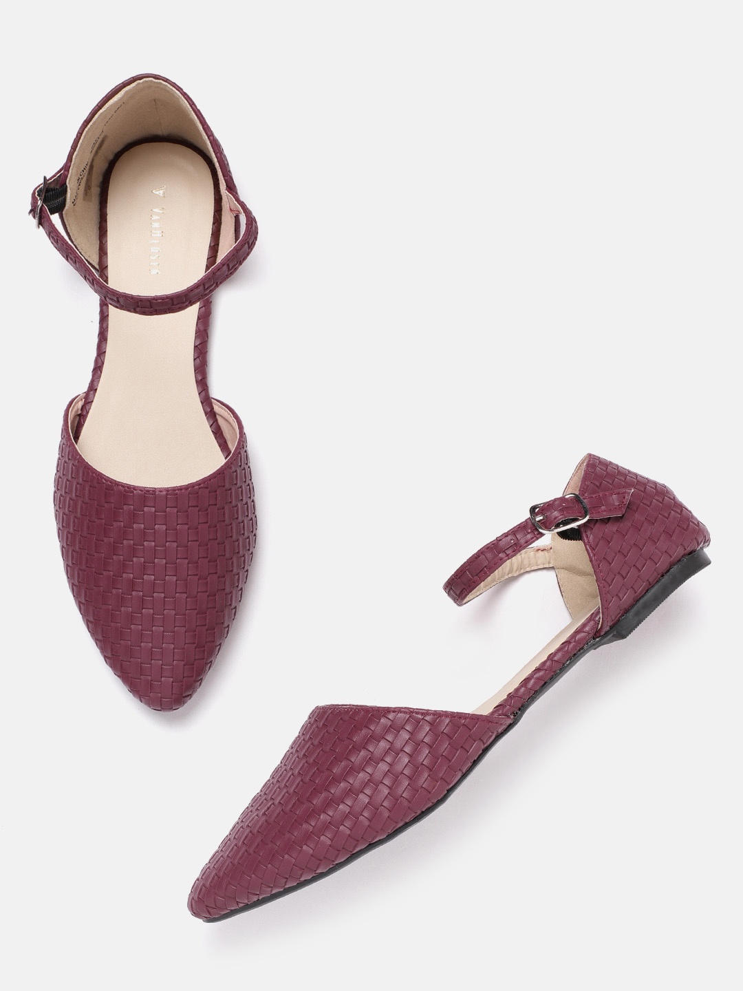 

Van Heusen Woman Maroon Woven Design Ballerina Flats